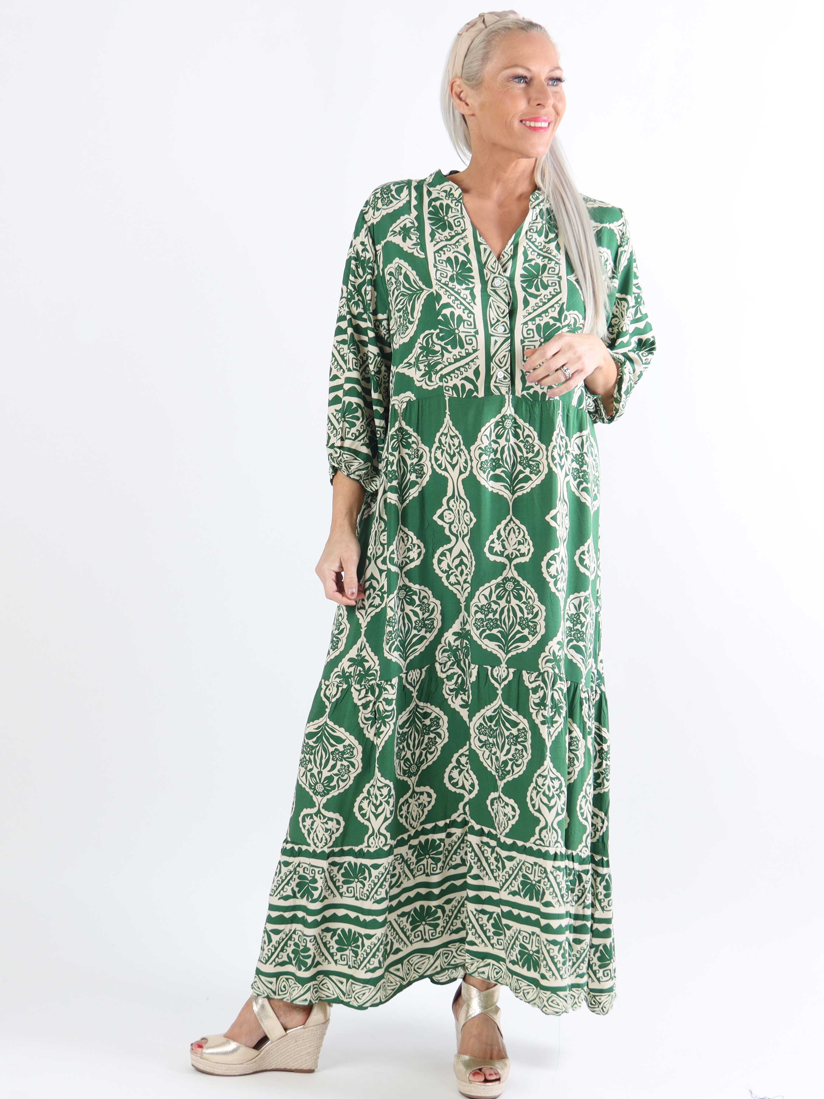 Melly - Lang mønstret plus size tunikakjole